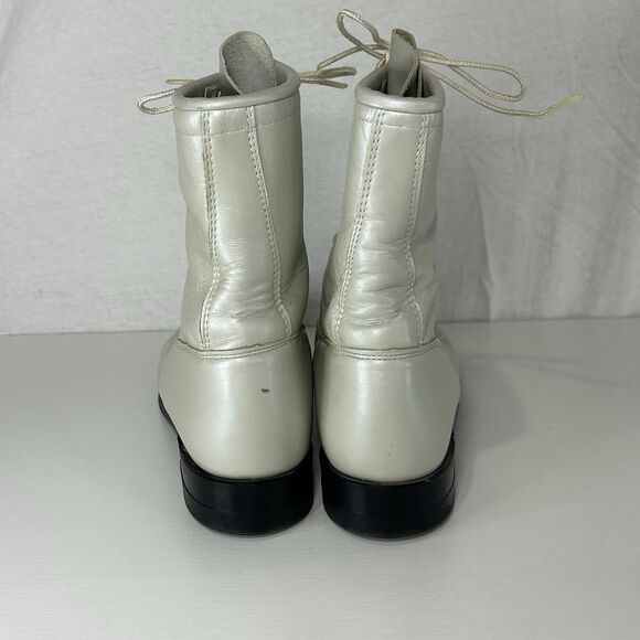Justin Roper Womens Size 9 B Pearl White Leather Lace Up Kilt Ankle Cowboy Boots - Picture 4 of 9